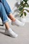 Unisex 04 White Sneaker Daily Light Sole Breathable Rubber Laced Sports Shoes - 2