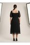 Apsen Women's Black Square Neck Transparent Short Sleeve Slit Detailed Midi Dress 4526-115 - 2