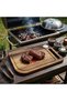 Refurbished Now One Piece Iroko Wood Wooden Steak Meat Cutting Presentation Chopping Kitchen Board with Seasoning Container