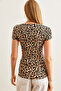 Women's Leopard Beige Snap-Closure Camisole Blouse Blz-19000171 - 2