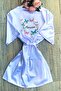 (with Your Name) White Satin Bridal Dressing Gown Bride Dressing Gown with Name Lettering Butterfly Detail - 3