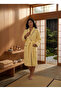 Shawl Collar Long Women's Bathrobe – Cotton Kimono with Shepherd Stitching - 2