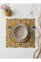 Mustard Yellow Suede Fabric American Serving Plaque 35X35 cm Square Set of 6 - 2