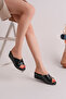 Women's Black Snake Print Genuine Leather Comfort Slippers (Order 1 Size Larger) - 2