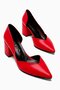 Albena Genuine Leather Red Pointed Toe Low-Cut Detailed Heeled Women's Shoes - 4