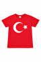 Unisex Kids' Red T-Shirt with Moon, Star, and Turkish Flag Pattern – April 23 School Show, Ages 3-14