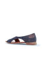 Navy Blue Leather Women's Flat Sandals 01Wl4209 - 4