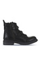 Black Leather Women's Flat Boots 01Wm1700 - 2