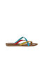 Green Multi Leather Women's Flip Flops 01Wu7458