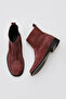 Burgundy Suede Women's Flat Boots 01Wv8603 - 5