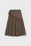 Khaki Women's Midi Skirt with Handkerchief Detail