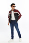 Men's Leather Jacket Coat with Zipper Stripes – Sport & Casual Style Red - 6