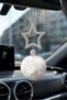 Car Rearview Mirror Ornament Set with Stone Stars and Pompoms