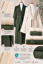 6 Piece Striped Bathrobe Set 100% Cotton Certified Family Towel Bathrobe Set Dowry Set Cream - Green - 3