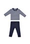 Unisex Baby Navy Blue Striped Pajama Set - 3