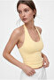 Butter Yellow Ultra Premium Soft Halter Neck Double Layer Top Body - 2