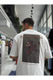 White Wolf Embroidered Oversize T-Shirt Sw-5158
