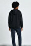 Women's Black Thick Three Thread Fabric Zippered Hooded Jacket - 3