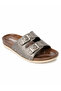 Women's Platinum Double Buckle Wedge Heel Slippers - 2