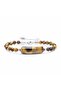 Tiger's Eye Natural Stone Men's Steel Bracelet - Adjustable 21 cm