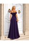 Boat Neck Slit Long Evening Dress 58819 Purple - 2