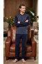 100% Cotton Single Jersey Jacquard Men's Pajama Set 1035 - 3