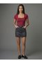 Women's Square Neck Short Sleeve Snap Fastener Body Slim Fit Tight Fit Lycra Bodysuit - 5