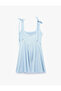 U-Neck Tie Detail Flounce Sleeveless Mini Linen Blend Dress - 4