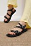 Marielle Black Color Double Buckle Women's Sandals