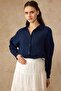 Low Sleeve Muslin Casual Shirt Dark Blue 9329 - 6
