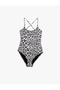 Leopard Patterned Swimsuit with Thin Straps and Tie Detail - 6