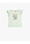 T-Shirt Crew Neck Sleeveless Ruffle Floral Printed Cotton