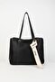 Women's Black Medium Compartment Faux Leather Medium Size Snap Fastener and Zipper Closure Handbag and Shoulder Bag