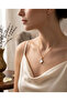 Gold Color Double Faced Clover Model Steel Necklace - 3