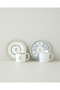 Talavera Glow Bone Porcelain 4 Piece Coffee Cup Set for 2 People 90 ml Blue-Green