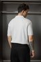 Men's Relaxed Fit Ribbed Knitwear Polo Neck T-Shirt White - 7