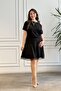 Dress with Lace Detailing on the Shoulders and Hem - 3