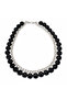 Natural Stone Necklace; Black Onyx and Silver Color Steel Chain - 3