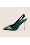 Turquoise Embroidery Detailed Heeled Shoes - 2