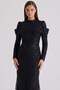 Exclusive Hijab Evening Dress with Pearl and Sequin Pattern Black 1090 - 3