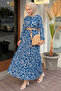 Else Stone Patterned Straw Belt Dress - Indigo
