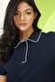 Women's Polo Neck T-Shirt Navy Blue - 2