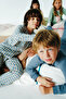 Beige Boys' Plaid Buttoned Shirt Long Sleeve Cotton Pajama Set - 2