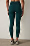 Dark Green Merrow Stitched High Waist Slim Fit Leggings - 4
