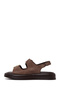 Women's Brown Back Buckle Thick Sole Suede Leather Sandals 26Sfd360710 - 3