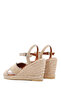 Women's Beige Ankle Strap Wedge Heel Shoes Suede Genuine Real Leather Espadrille Sandals 25Sfd205 - 6