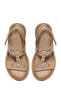 Women's Cream Ankle Buckle Thick Soled Genuine Leather Comfort Sandals 25Sfd342518 - 7