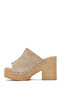 Women's Beige High Thick Heeled Suede Leather Slippers 26Sfd152110 - 3
