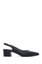 Women's Black Open Back Thick Short Heeled Leather Shoes 26Pfd140618