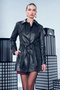 Annamaria Women's Black Belt Detail Regular Leather Trench Coat 24Wgd5246U4